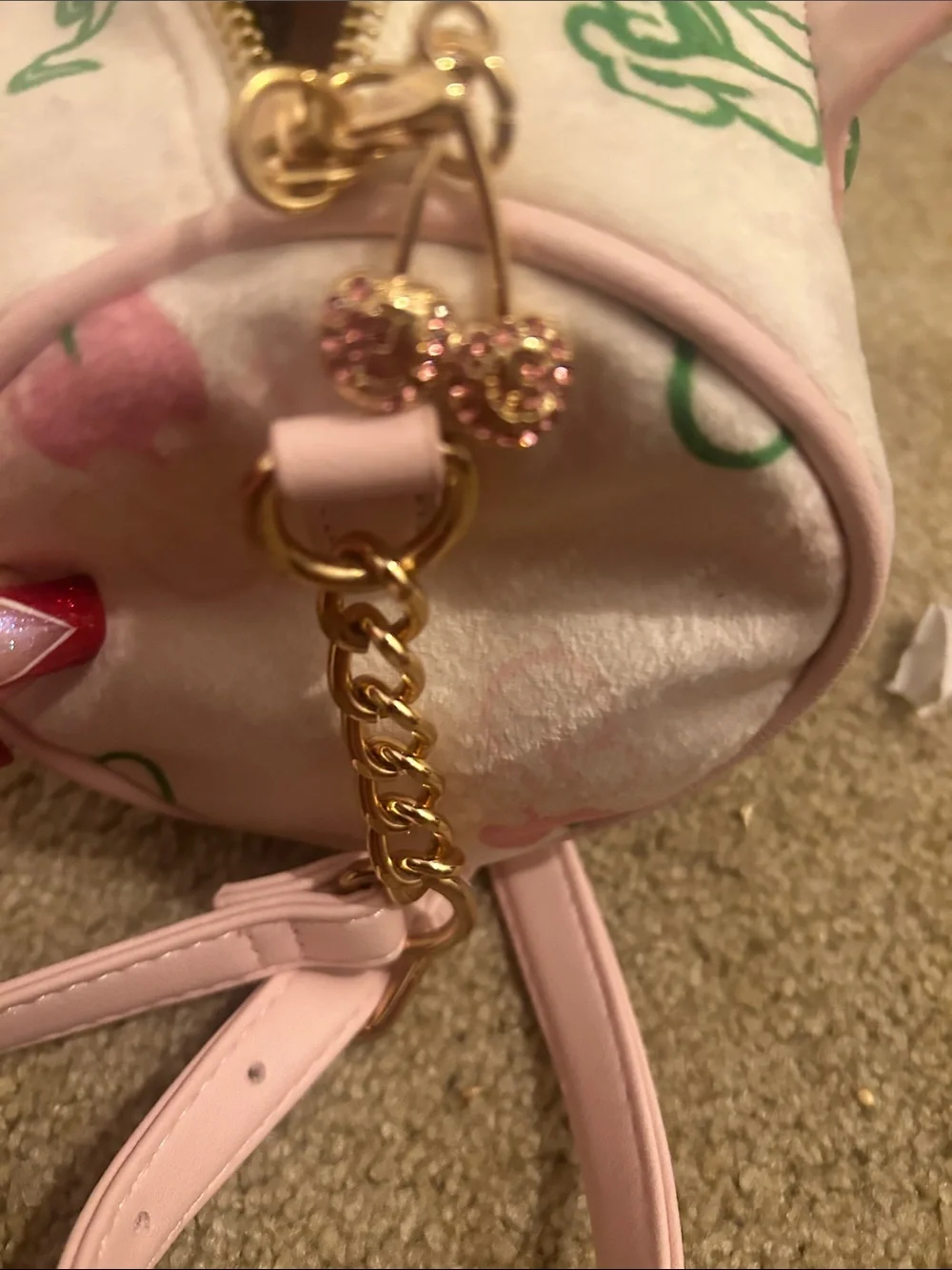 Juicy Couture Pink & Cream Cherry Mini Barrel Bag - Picture 6 of 6
